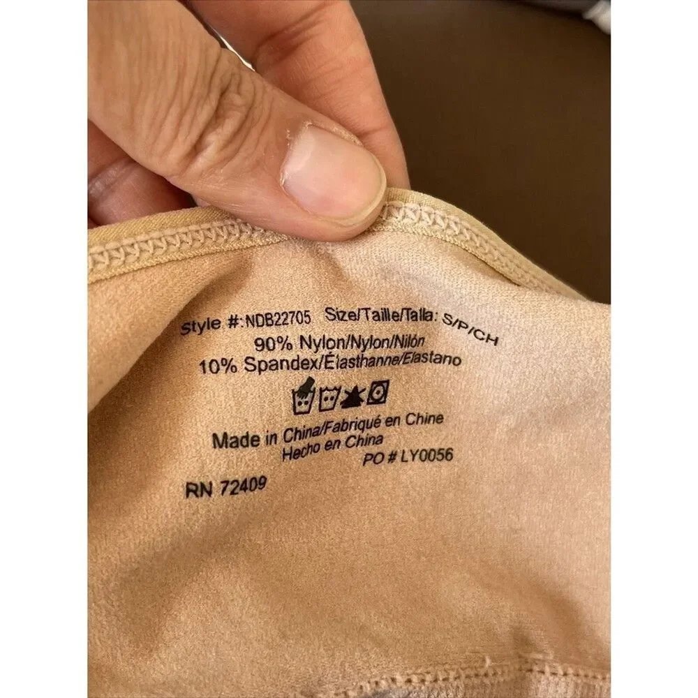 Rene Rofe Nude Padded Bra Size Small Sports Pleated Stretch Activewear Gym - Picture 11 of 12